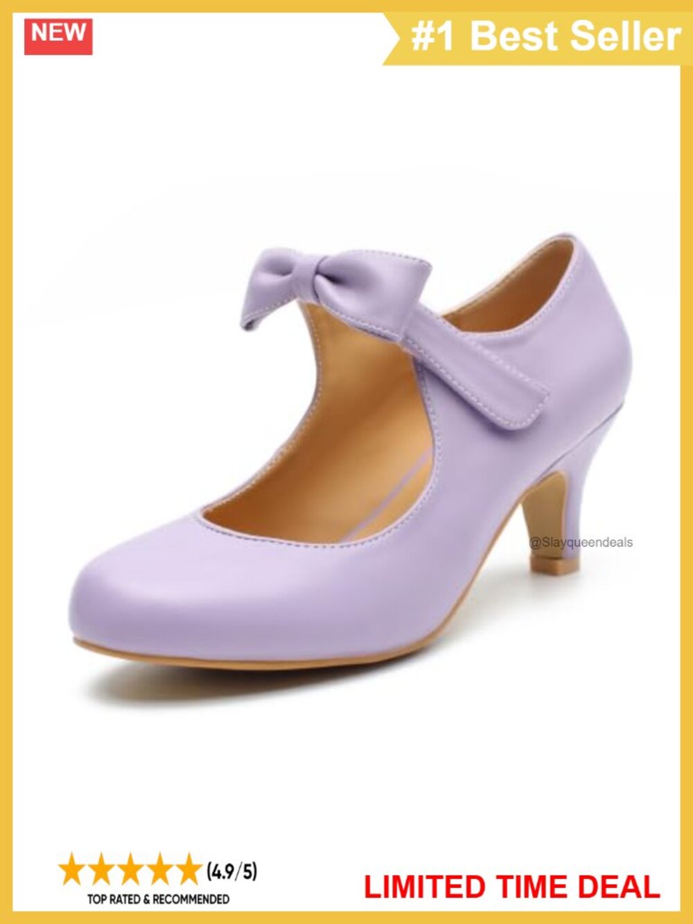 Women's Bow Mary Jane Pumps Round Toe Low Kitten Heel Dress Shoes